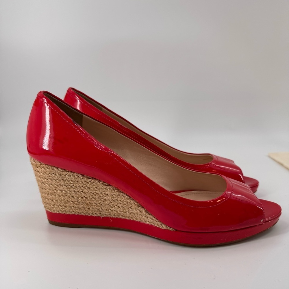 Prada Patent Leather Coral wedge heels shoes Sz 40 - Picture 1 of 9